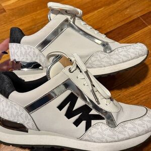 Michael Kors White and Silver Sneakers